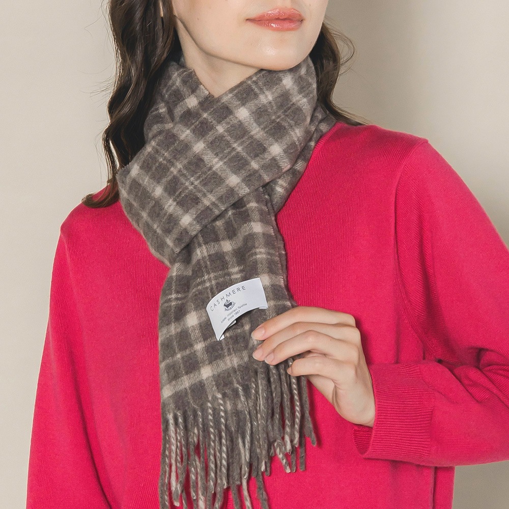 カシミヤ100％ チェックミニマフラー