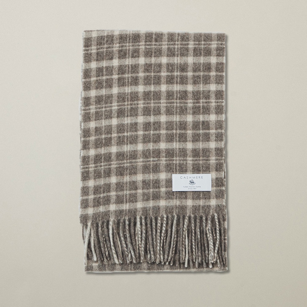 カシミヤ100％ チェックミニマフラー