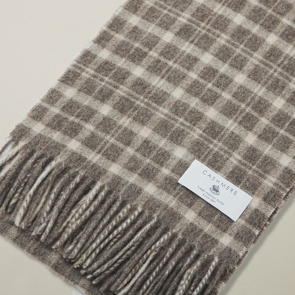 カシミヤ100％ チェックミニマフラー