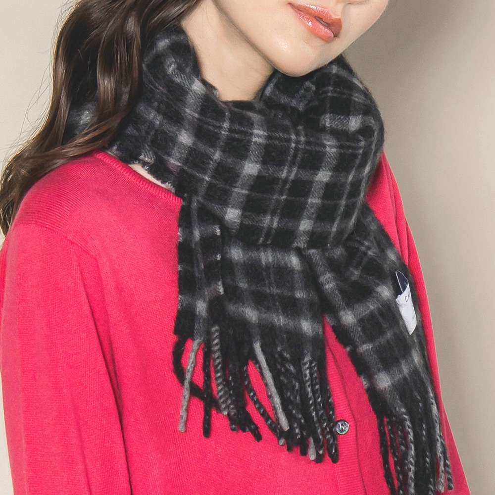 カシミヤ100％ チェックミニマフラー