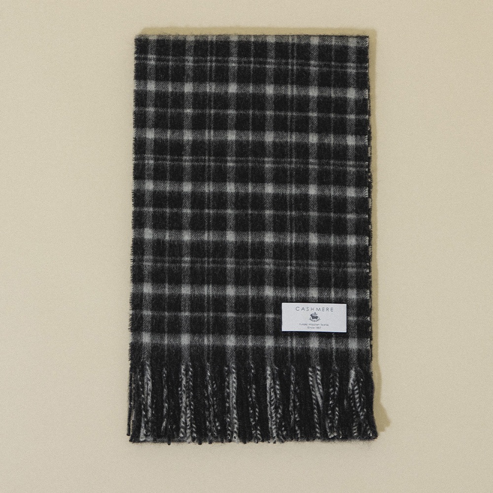 カシミヤ100％ チェックミニマフラー