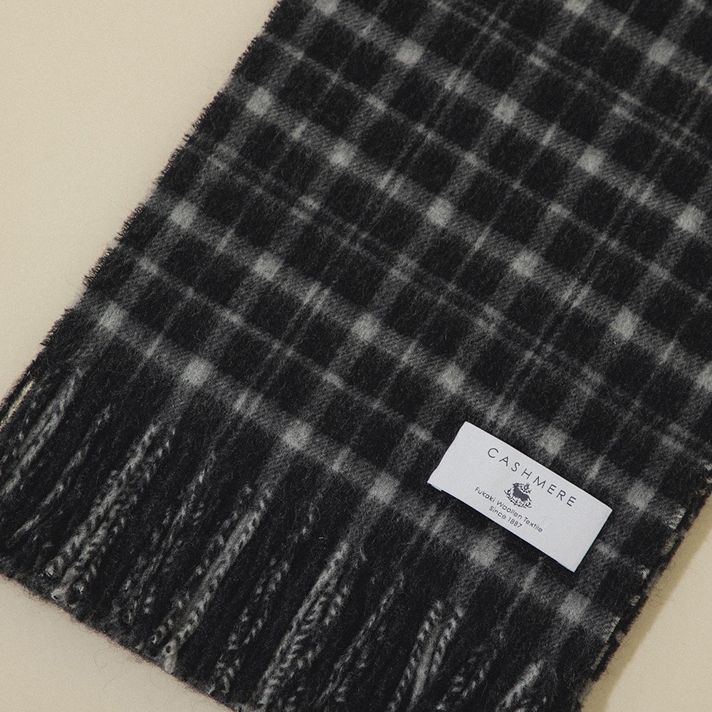 カシミヤ100％ チェックミニマフラー