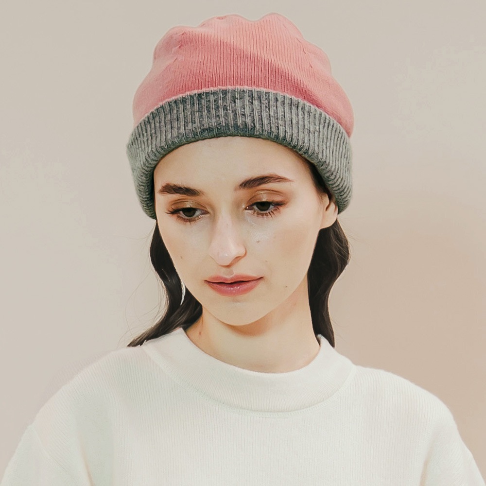 カシミヤ100％ リバーシブルニットキャップ