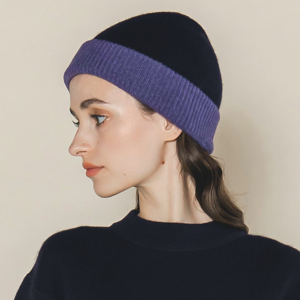 カシミヤ100％ リバーシブルニットキャップ