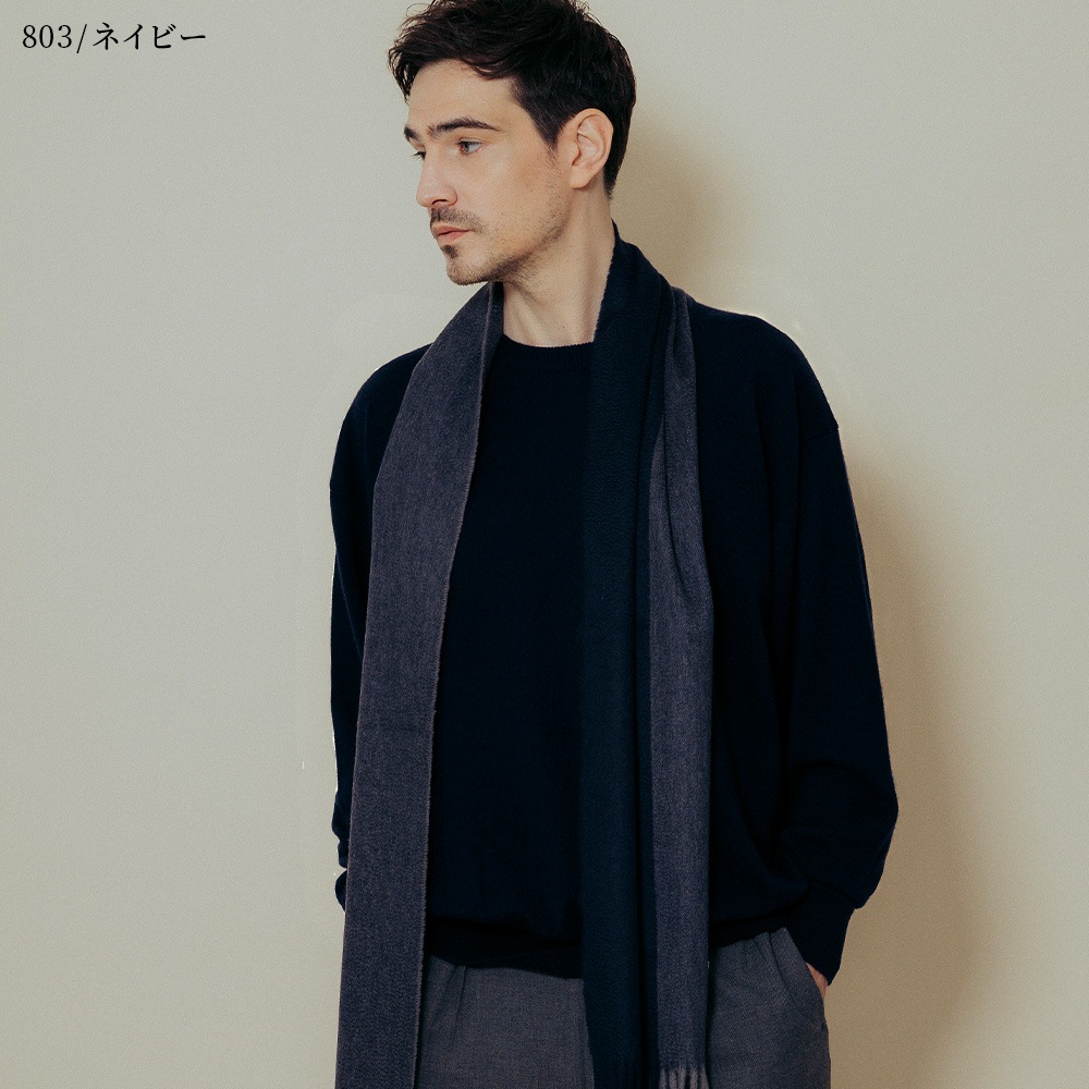 カシミヤ100％ ブロックパターンマフラー