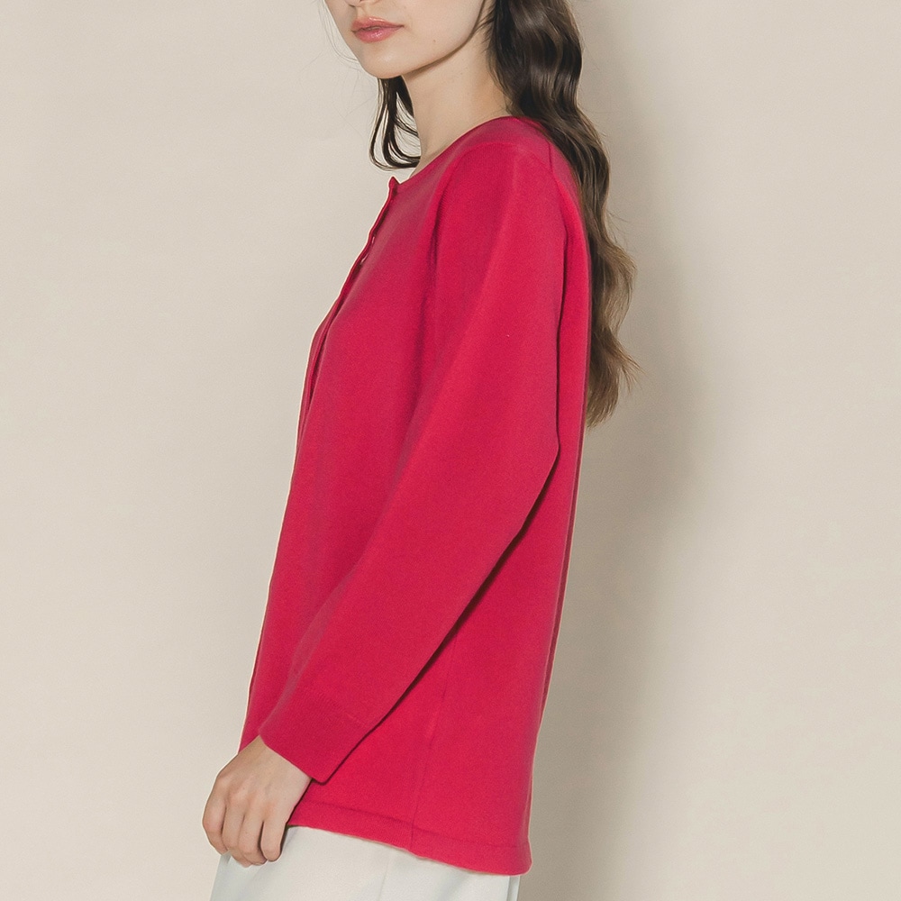 ★ルシアンペラフィネ カシミヤ100% カーディガン ピンク 国内正規品 カシミヤ100％ クルーネックカーディガン | Material,Cashmere