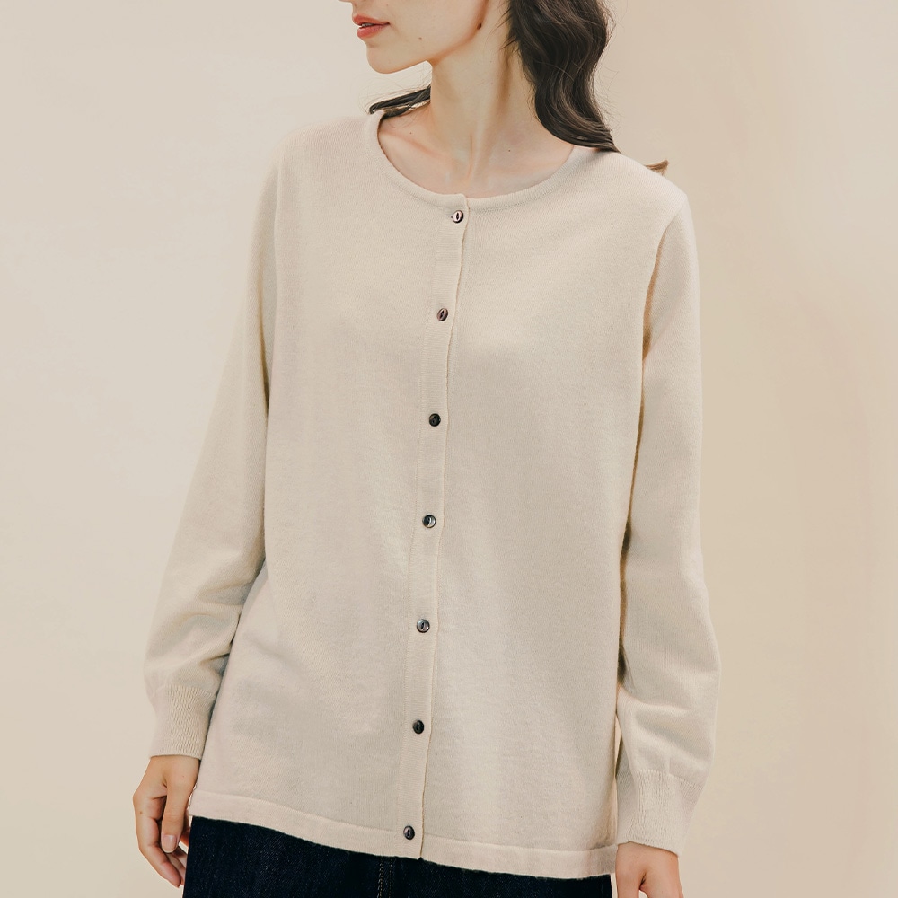 カシミヤ100％ クルーネックカーディガン | Material,Cashmere