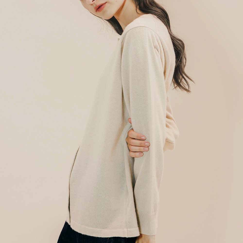 カシミヤ100％ クルーネックカーディガン | Material,Cashmere