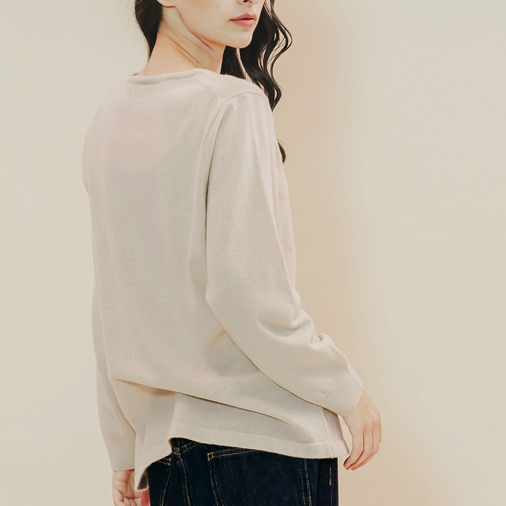 カシミヤ100％ クルーネックカーディガン