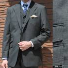 スーツ メンズ 春夏 スリーピース 3つボタン セオドール(Theo Dore) 英国調 段返り三つボタン チェンジポケット付 シングルスーツ ビジネススーツ グレンチェック チャコールグレー 091