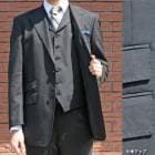 スーツ メンズ 春夏秋 スリーピース 3つボタン セオドール(Theo Dore) ネイビースーツ 英国調 段返り三つボタン チェンジポケット付 シングルスーツ ビジネススーツ ウール100% 濃紺 