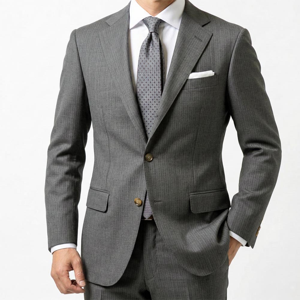 スーツ メンズ 春夏 シングルスーツ 3つボタン オックスフォードクラシック プレミアムライン (OXFORD CLASSIC PremiumLine) 段返り三つボタン REDA ビジネススーツ ストライプ ミディアムグレー 0718 A3 A4 A6 A7 A8 AB6 BB4