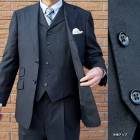 スーツ メンズ 秋冬春 スリーピース 3つボタン ネイビースーツ セオドール(Theo Dore) 英国調 段返り三つボタン チェンジポケット付 シングルスーツ ビジネススーツ 紺 無地 ネイビー 5