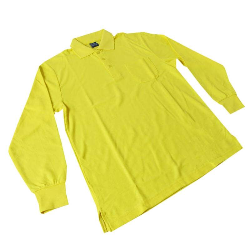 TOP JOHN 長袖ポロシャツ メンズ 鹿の子織り イエロー NP16 SS LL