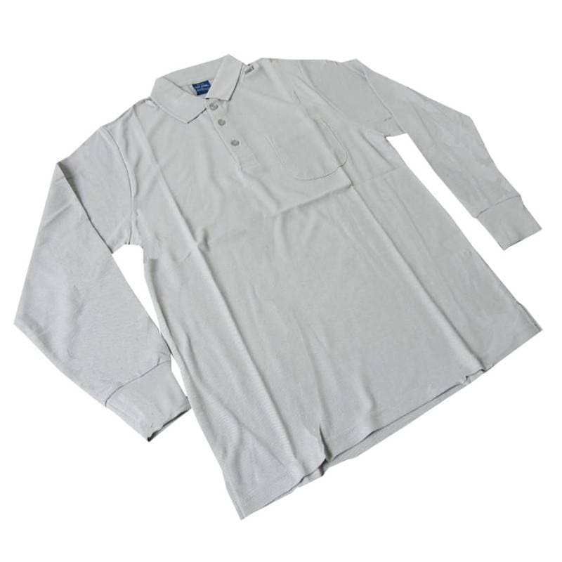 TOP JOHN 長袖ポロシャツ メンズ 鹿の子織り グレー NP26 S M LL