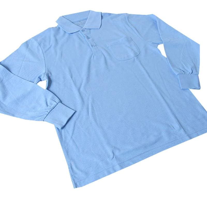TOP JOHN 長袖ポロシャツ メンズ 鹿の子織り サックスブルー NP31 M L 3L 
