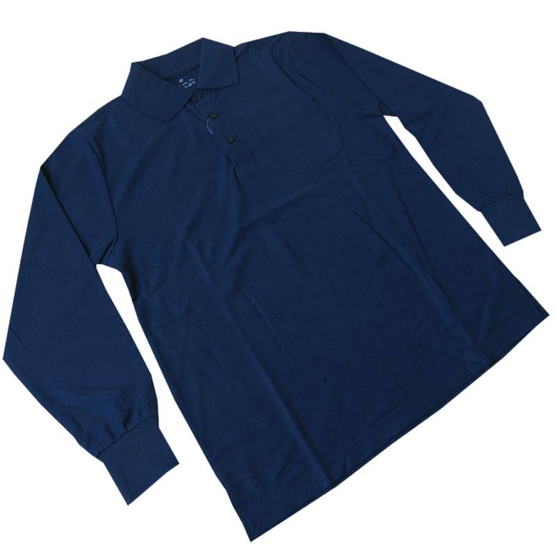 TOP JOHN 長袖ポロシャツ メンズ 鹿の子織り ネイビー NP41 4Lサイズ