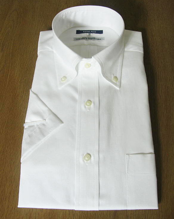 ケントアベニュー(Kent Ave) ボタンダウンシャツ メンズ 春夏 半袖ワイシャツ ピンオックスフォード ホワイト 2717 S M L