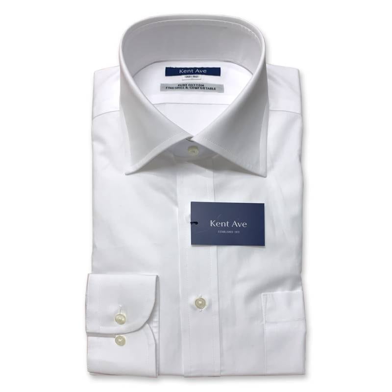 ケントアベニュー(Kent Ave) 長袖ワイドカラーシャツ メンズ ホワイト SW504 （衿37cm裄丈80cm）（衿39cm裄丈83cm）（衿41cm裄丈84cm）（衿43cm裄丈86cm）