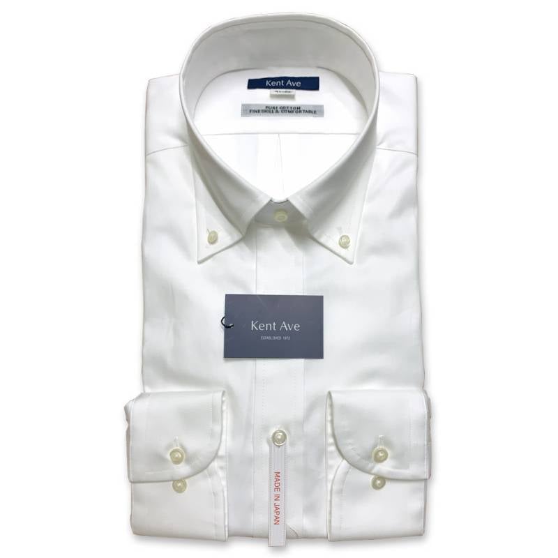 ケントアベニュー(Kent Ave) ボタンダウンシャツ メンズ 長袖 ピンオックス ホワイト 503A   (衿37cm 裄丈80cm ) (衿39cm 裄丈82cm ) (衿41cm 裄丈84cm ) 