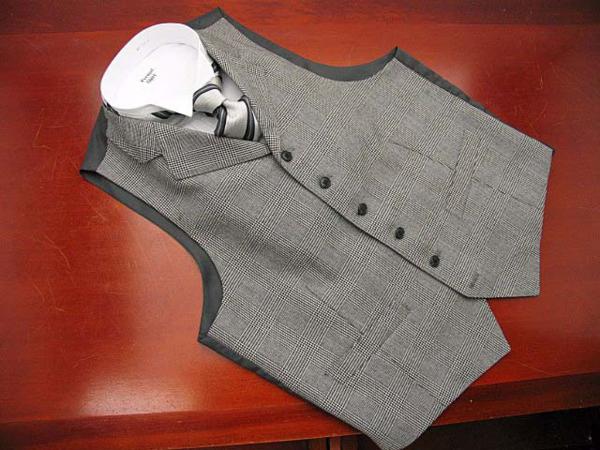 秋冬春 オッドベスト グレンチェック ウール100％ AB7