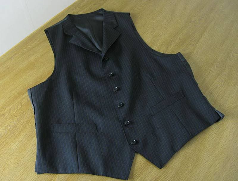 オッドベスト メンズ 秋冬 高級素材 黒オルタネートストライプ 0709 A5