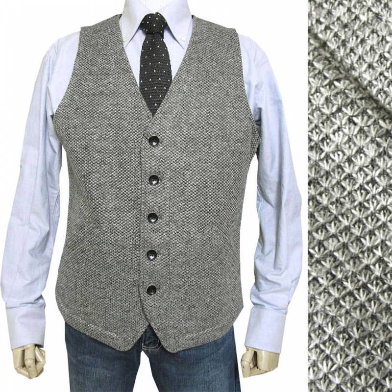 FIDATO ポリツイードベスト メンズ 秋冬 ミディアムグレー 0003 L