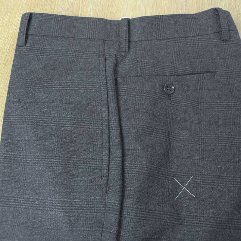 スラックス メンズ 秋冬春 コットン パンツ ノータック ストレッチ ハイバセロン (HAI-VASERON) チェック チャコールグレー 0223 76cm 79cm