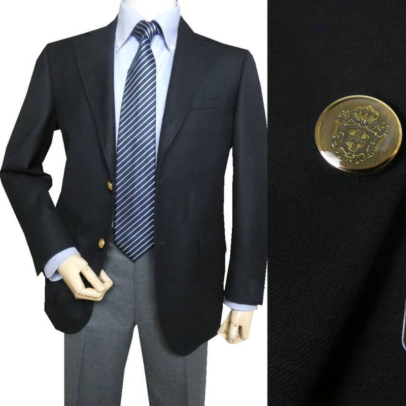 【美品/希少XL】ジェイプレス 紺ブレ 金ボタン パイピング赤 ダークネイビー J.PRESS パターンメイド 春夏 紺ブレザー ネイビーブレザー