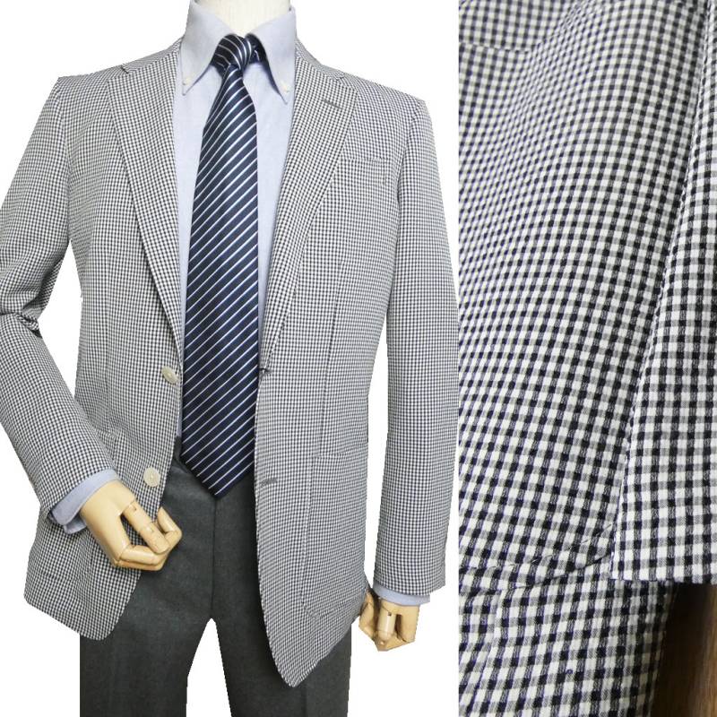 ジャケット メンズ 春夏 2つボタン シアサッカー ハイバセロン (HAI-VASERON) ギンガムチェック 2102 Sサイズ