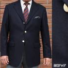 紺ブレザー 紺ブレ メンズ 秋冬 フラノブレザー ネイビー 無地 金ボタン 3つボタン オックスフォードクラシック プレミアムライン (OXFORD CLASSIC PremiumLine) 段返り三