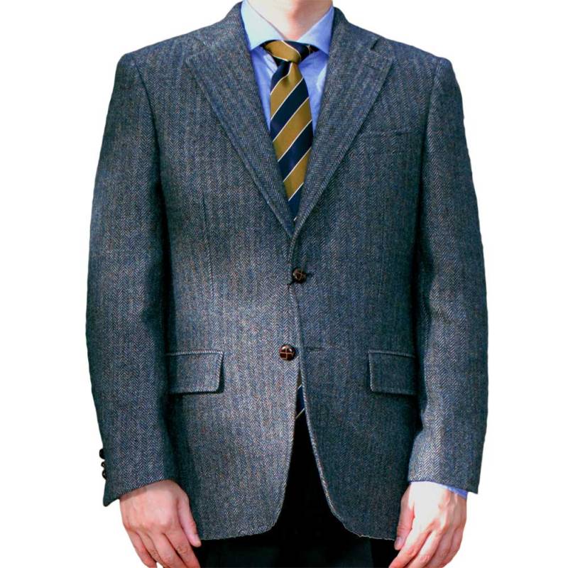 ツイード ジャケット メンズ 秋冬 2つボタン グラードコレクション (grado collection) ヘリンボーン ブルー系 MIX 5085 A5 A6 A7 A8 AB4 AB5 AB6 BB4