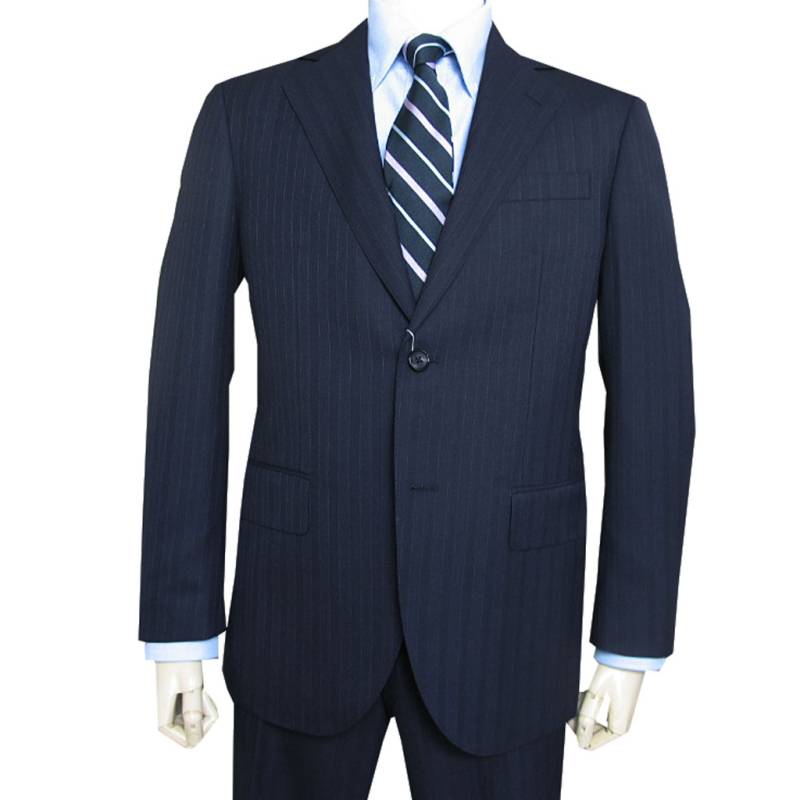 ジェイプレス (J.PRESS) スーツ メンズ 秋冬春 シングルスーツ 2つボタン ビジネススーツ ストライプ ネイビー 紺 175 A4 A6 AB7