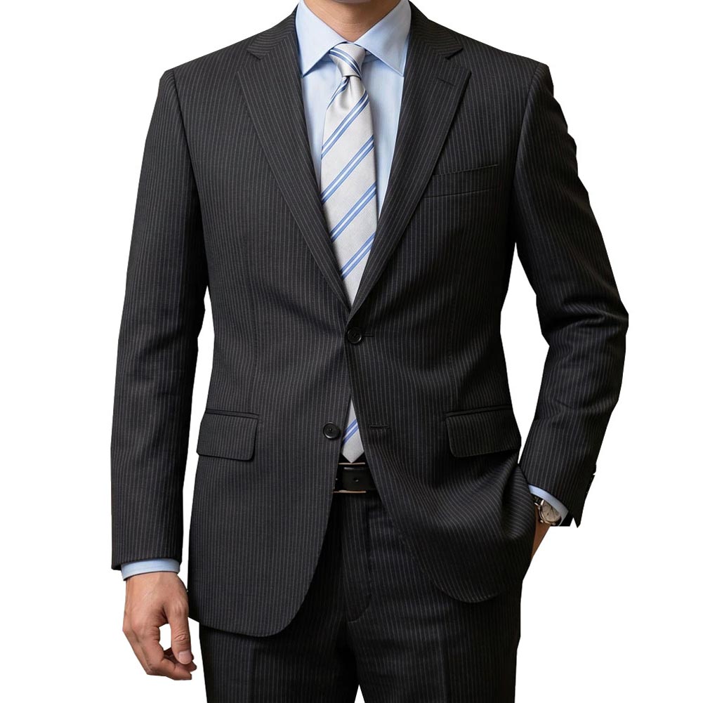 スーツ メンズ 春夏秋 シングルスーツ 2つボタン セルッティ(CERRUTI) ビジネススーツ ストライプ ブラック 黒 6109 AB5
