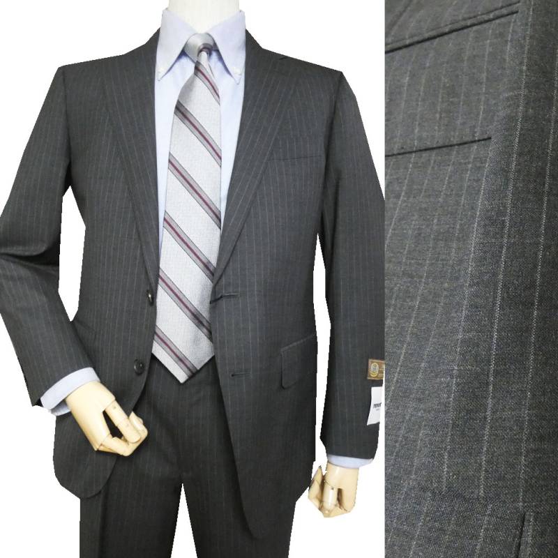 レノマ パリス(renoma PARIS) スーツ メンズ 春夏 シングルスーツ 2つボタン ビジネススーツ ストライプ チャコールグレー 2818  AB4サイズ