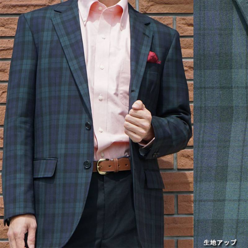 美品✨スーツセレクト ウールタキシードジャケット ブラックウォッチ AB6 ブラックウォッチ ジャケット メンズ 春夏秋 3つボタン
