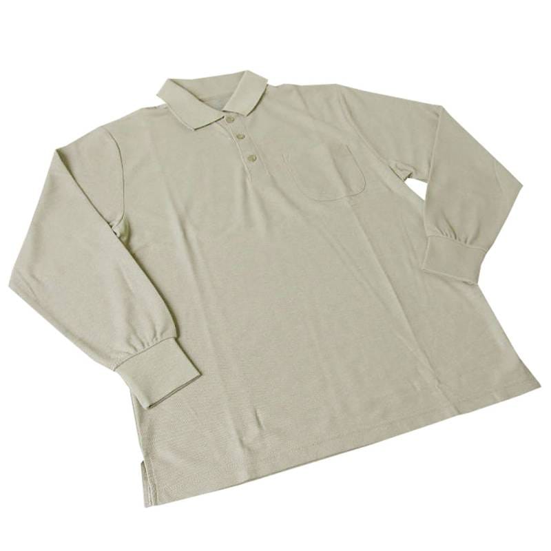 TOP JOHN 長袖ポロシャツ メンズ 鹿の子織り ベージュ NP11 3L