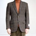 ハリスツイード ジャケット メンズ 秋冬 3つボタン オックスフォードクラシック (OXFORD CLASSIC)   段返り三つボタン オーバーペンチェック ブラウン系MIX 0518 A6 A7 