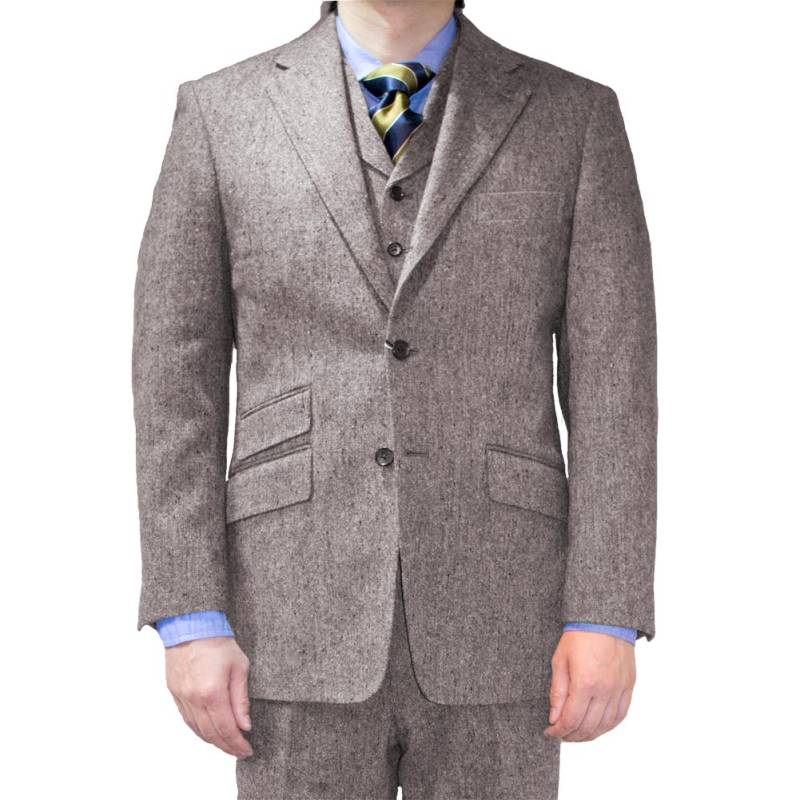 スーツ メンズ 秋冬 スリーピース 3つボタン オックスフォードクラシック (OXFORD CLASSIC) ホームスパン ウール100% 英国調 段返り三つボタン チェンジポケット付 シングルスーツ ブラウン系 0655 A8 AB3 AB4 BB6 BB7