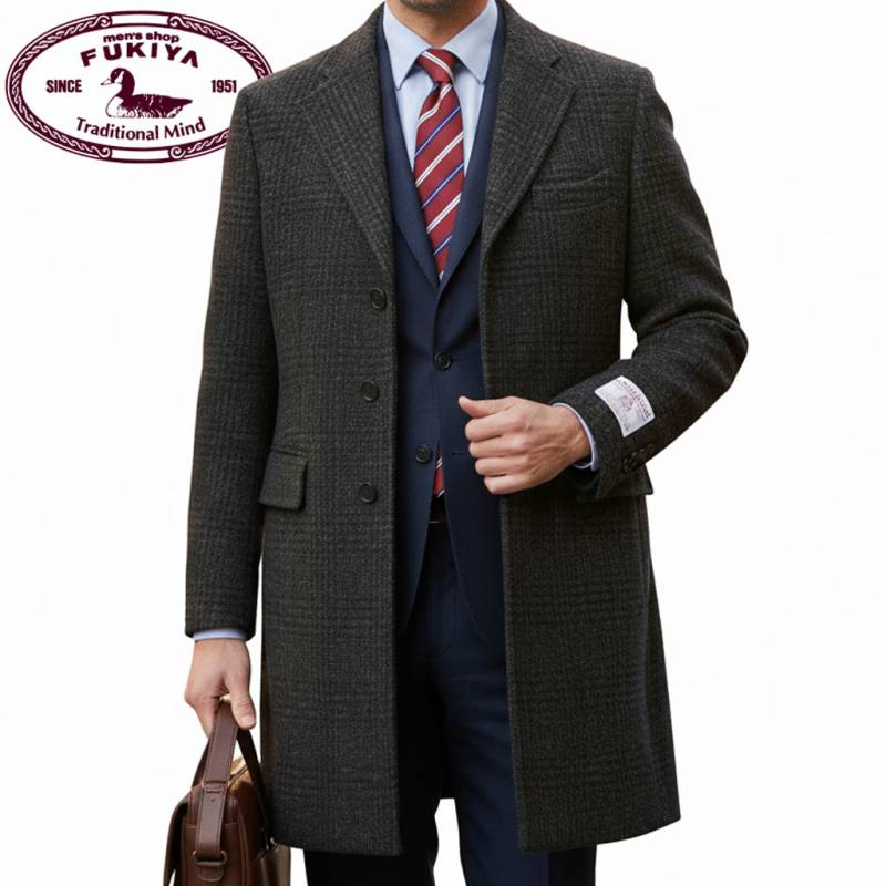 ハリスツイード コート チェスターコート メンズ 秋冬