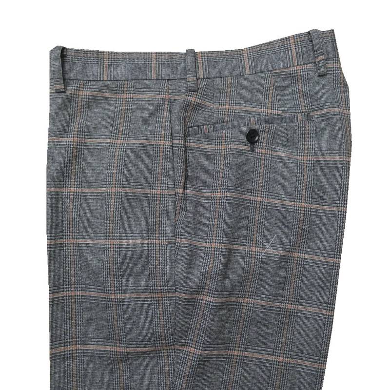 スラックス メンズ 秋冬 ノータック パンツ ハイバセロン (HAI-VASERON) グレンチェック オレンジ オーバーペン チャコールグレー  9203 82cm 85cm