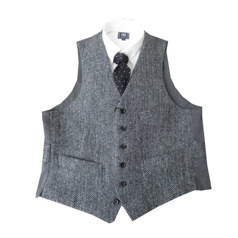 アーバンリサーチ×ハリスツイード ヘリンボーン ベスト ウール 美品 L