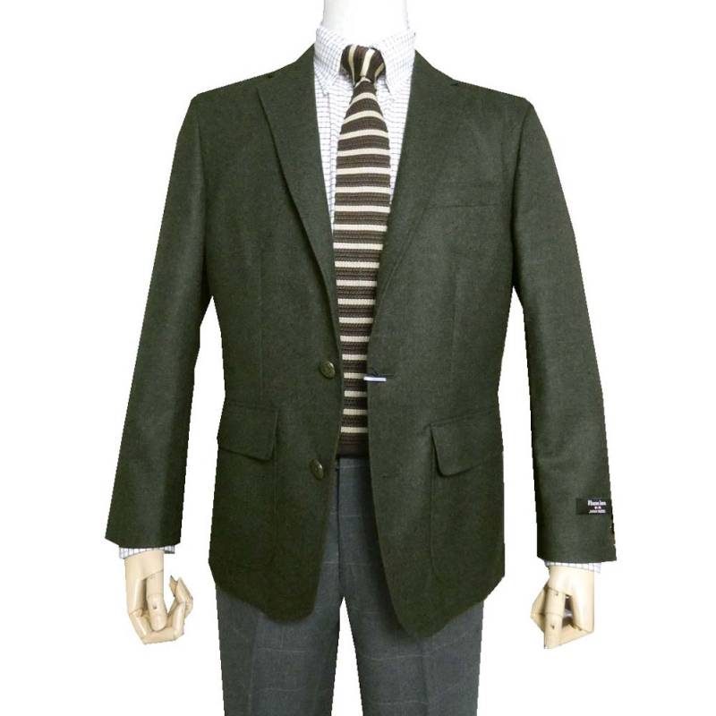ジャケット メンズ 秋冬春 フランネラーナ 2つボタン メタルボタン ハイバセロン (HAI-VASERON) ダークグリーン 0043 ABSサイズ
