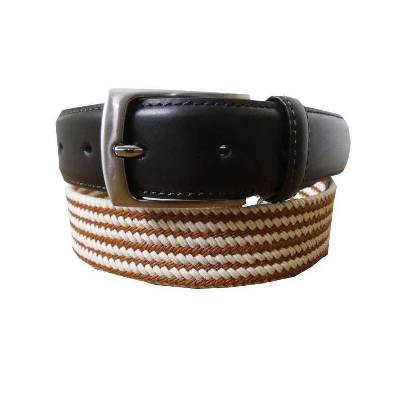 値下げ！日本製 カジュアルベルト メンズ 白×茶 1200  Sサイズ