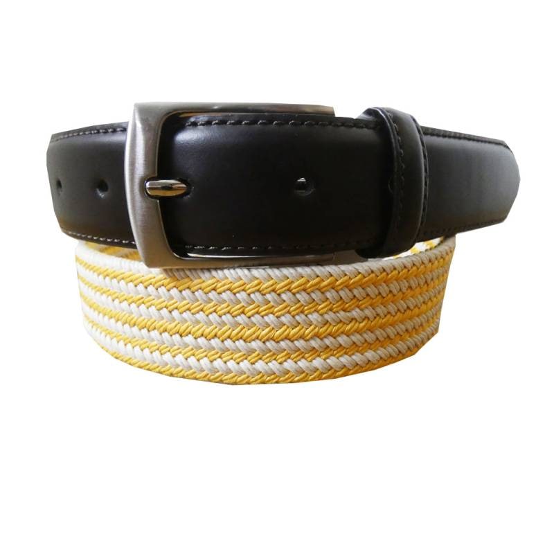 値下げ！日本製 カジュアルベルト メンズ 白×黄 1200  Sサイズ