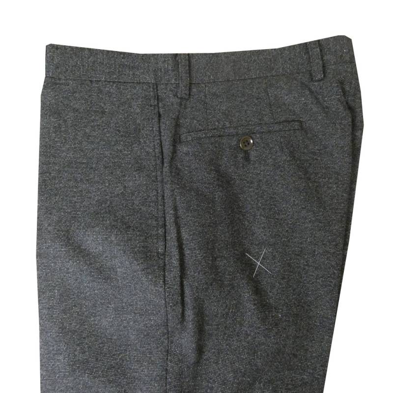 スラックス メンズ 秋冬春 ノータック パンツ ウール混 ハイバセロン (HAI-VASERON) チャコールグレー 0223   82cm  85cm