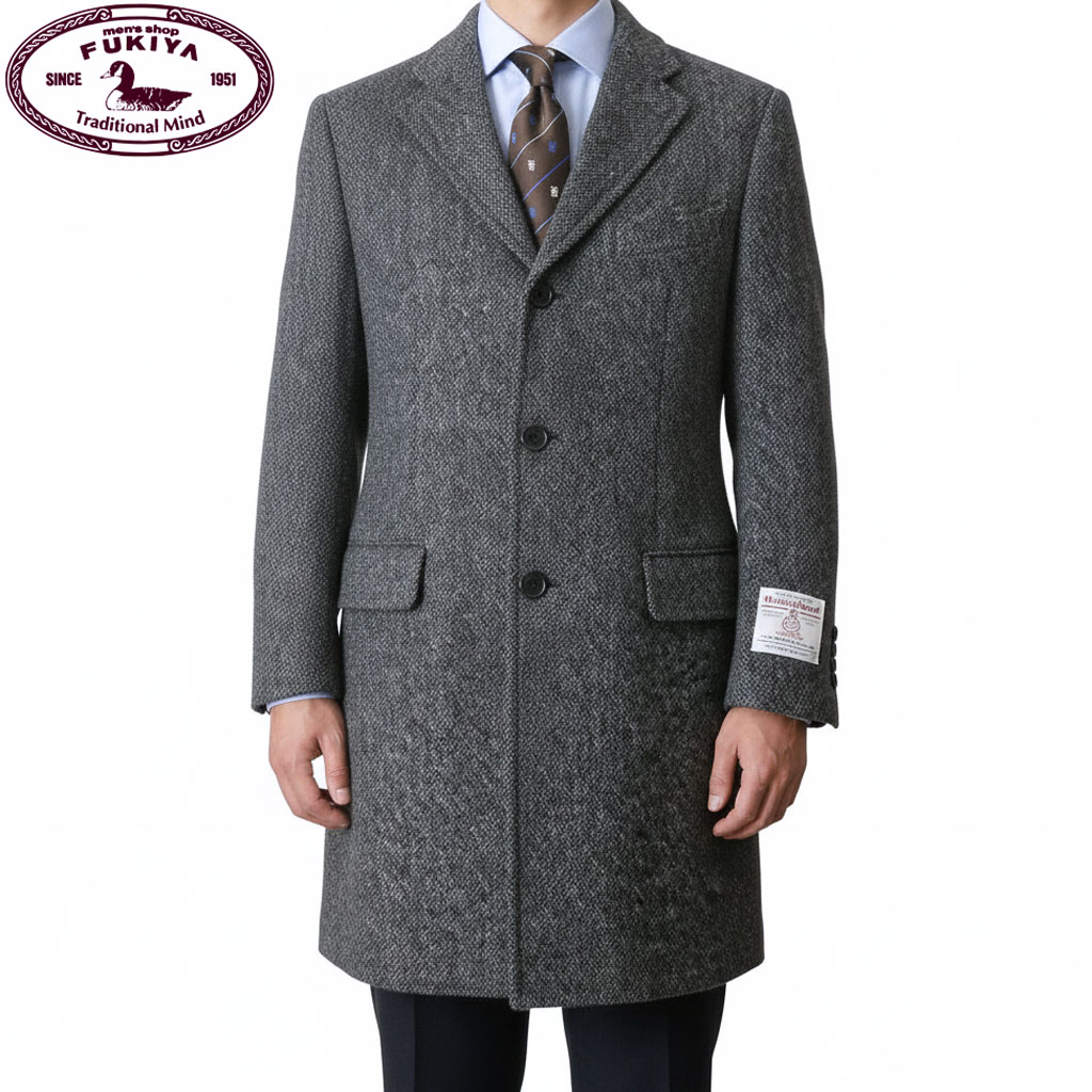 ハリスツイード コート メンズ 秋冬 オックスフォードクラシック (OXFORD CLASSIC)  0218 グレー M LL