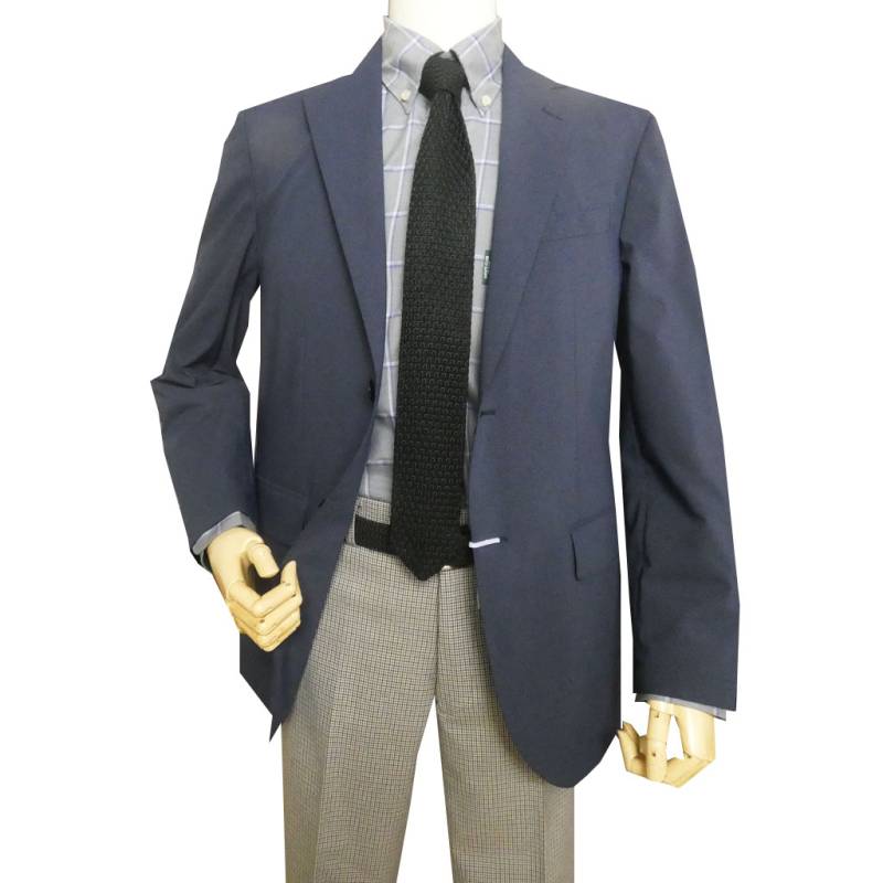 ジェイプレス (J.PRESS) ジャケット メンズ 春夏 2つボタン 千鳥 ネイビー 紺 1375　L