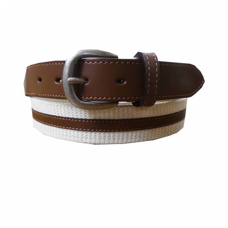 先革カジュアルベルト  白×茶 08　フリーサイズ