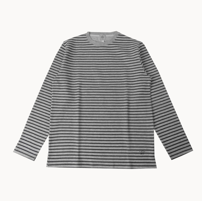J.PRESS(ジェイプレス) クルーネック ロングTシャツ 長袖 ボーダー グレー×紺　2703　L
